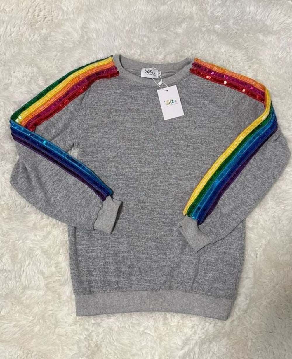 Lola and the Boys Grey Sequin Rainbow Tracksuit Set Size 14Y